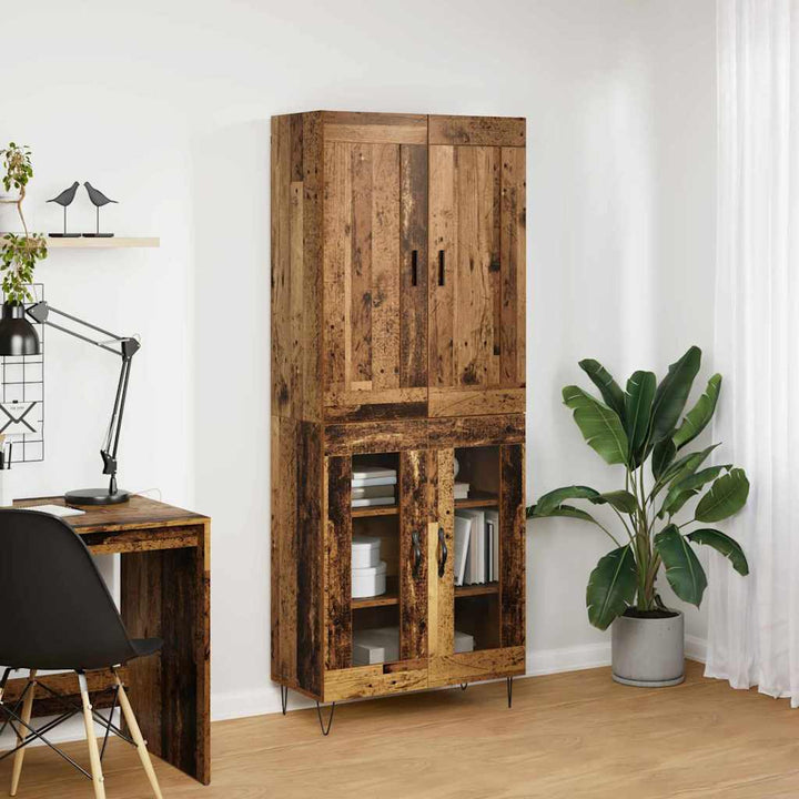 Highboard 2 stk. Gammelt træ 69,5 x 34 x 180 cm Konstrueret træ