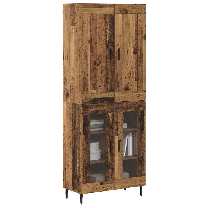 Highboard 2 stk. Gammelt træ 69,5 x 34 x 180 cm Konstrueret træ