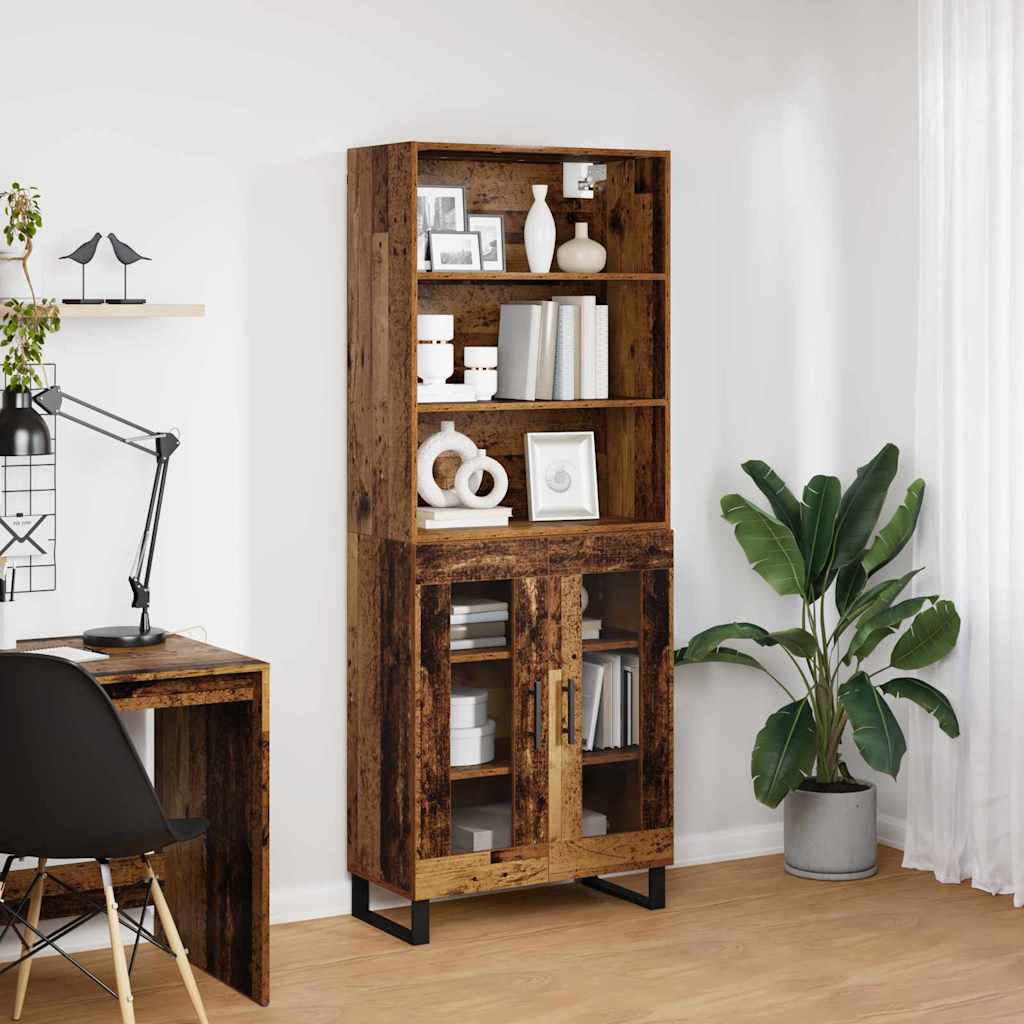 Highboard 2 stk. Gammelt træ 69,5 x 34 x 180 cm