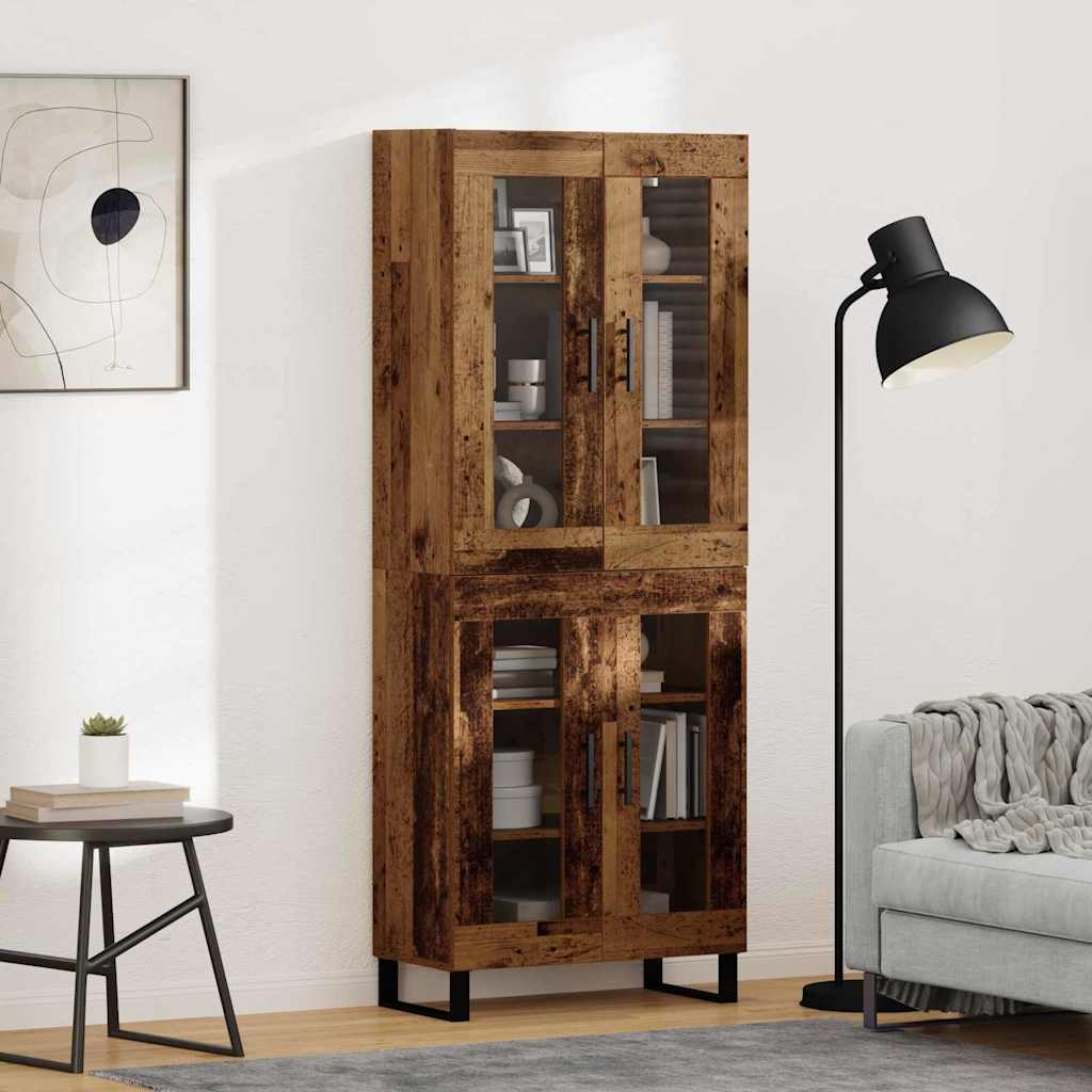 Highboard 2 stk. Gammelt træ 69,5 x 34 x 180 cm Konstrueret træ