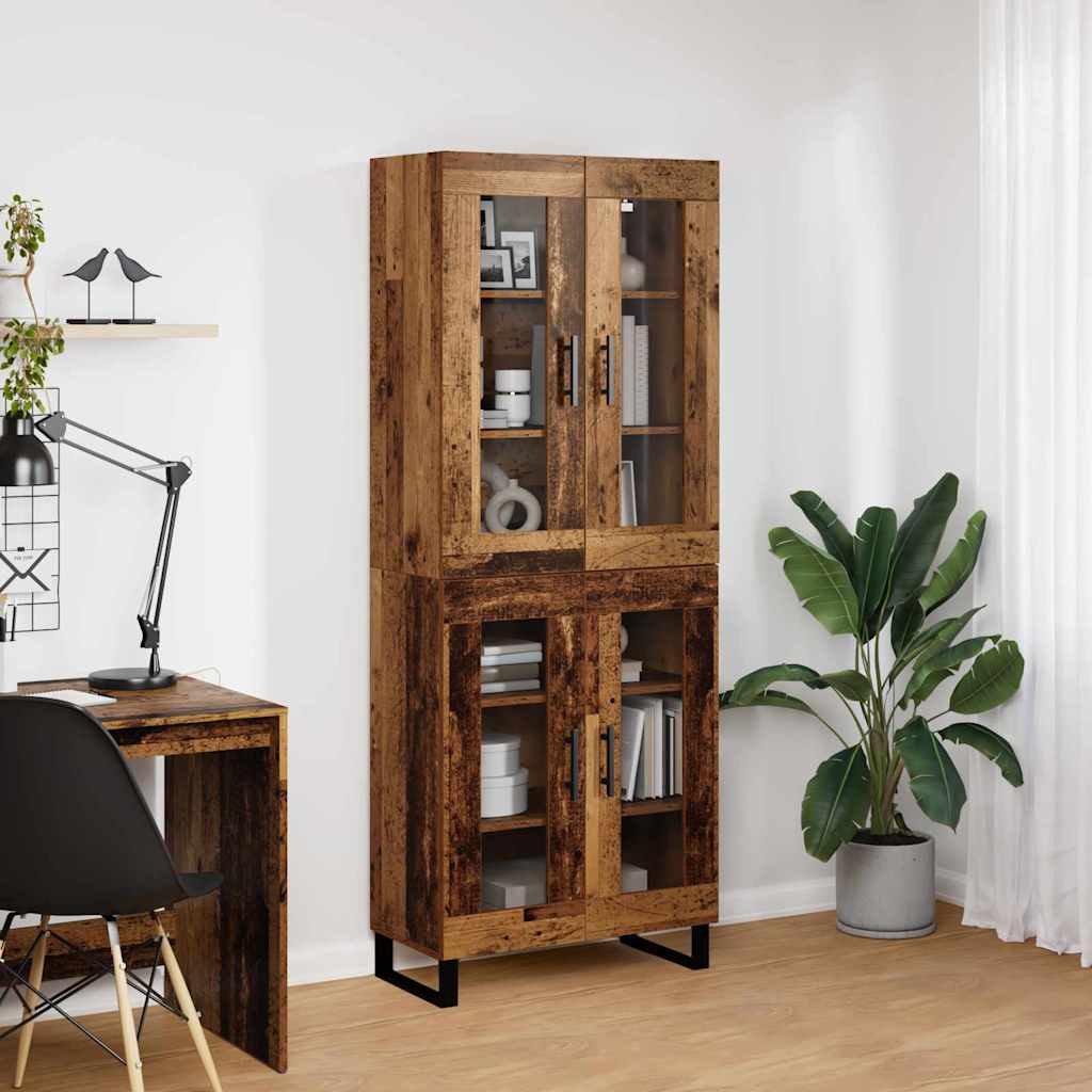 Highboard 2 stk. Gammelt træ 69,5 x 34 x 180 cm Konstrueret træ