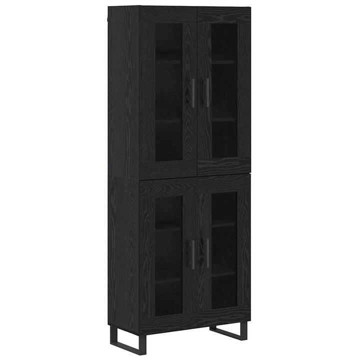 Highboard 2 pcs Sort eg Ingeniørtræ og glas