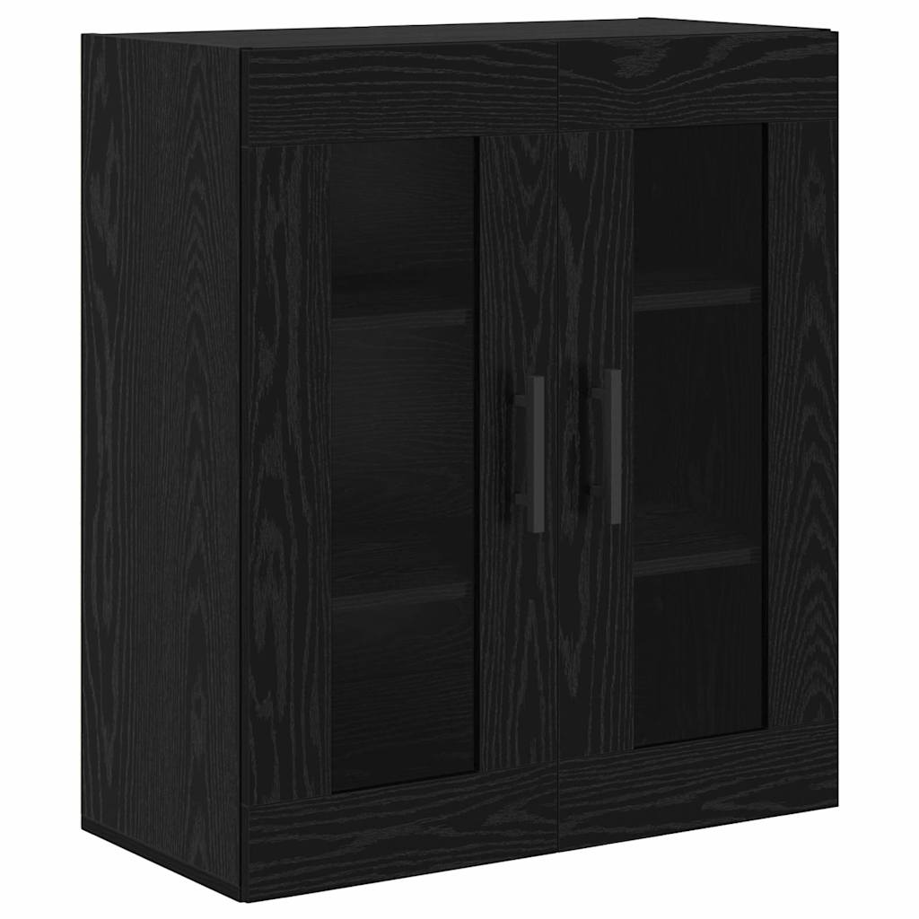 Highboard 2 pcs Sort eg Ingeniørtræ og glas