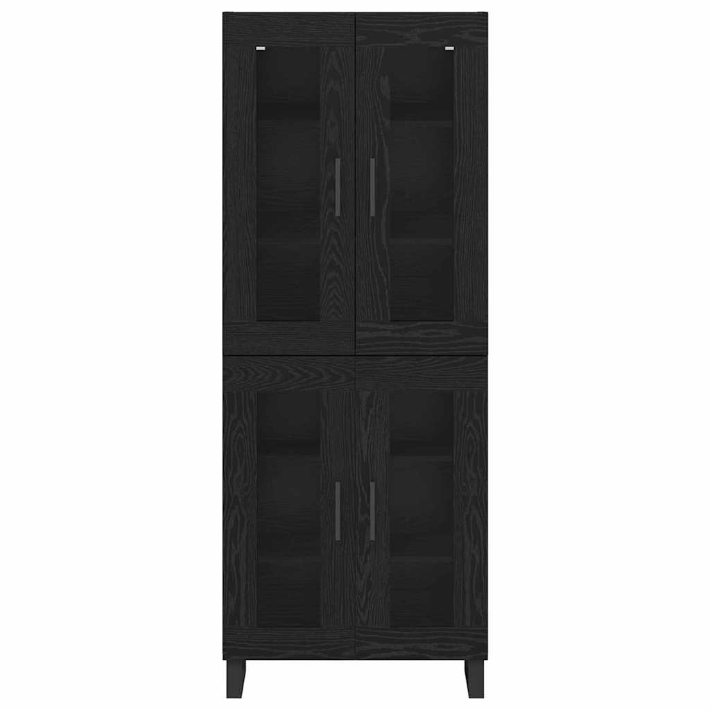 Highboard 2 pcs Sort eg Ingeniørtræ og glas