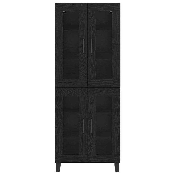 Highboard 2 pcs Sort eg Ingeniørtræ og glas