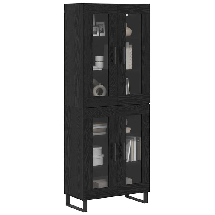 Highboard 2 pcs Sort eg Ingeniørtræ og glas