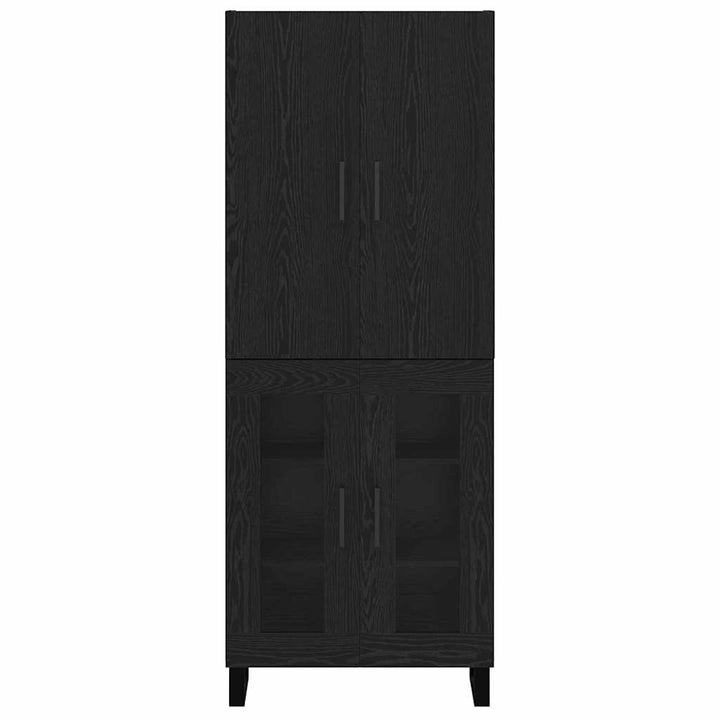Highboard 2 pcs Sort eg 69,5 x 34 x 180 cm Ingeniørtræ og glas