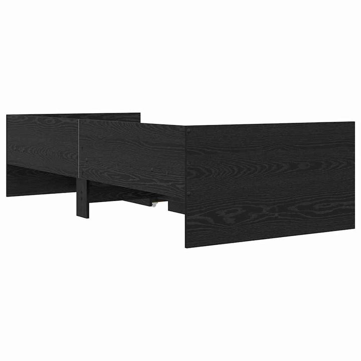 Sengestel med skuffe Sort eg 100 x 200 cm Massiv fyrretræ
