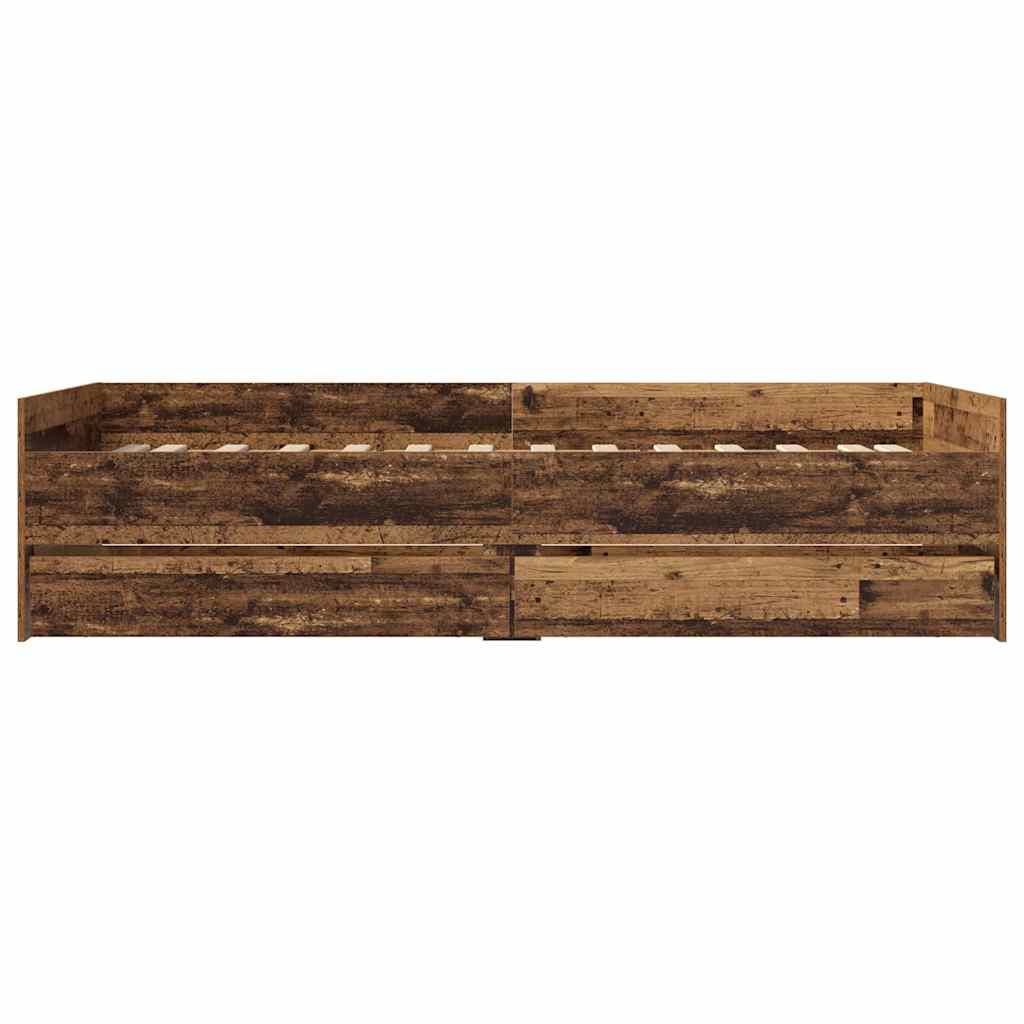 Sengestel med skuffe Gammelt træ 90 x 200 cm Massiv fyrretræ