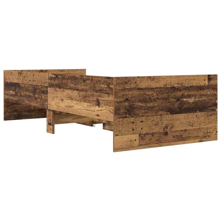 Sengestel med skuffe Gammelt træ 90 x 190 cm Massiv fyrretræ