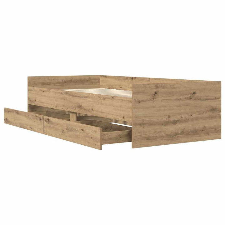 Sengestel med skuffe Artisan Egetræ 90 x 190 cm Massiv fyrretræ
