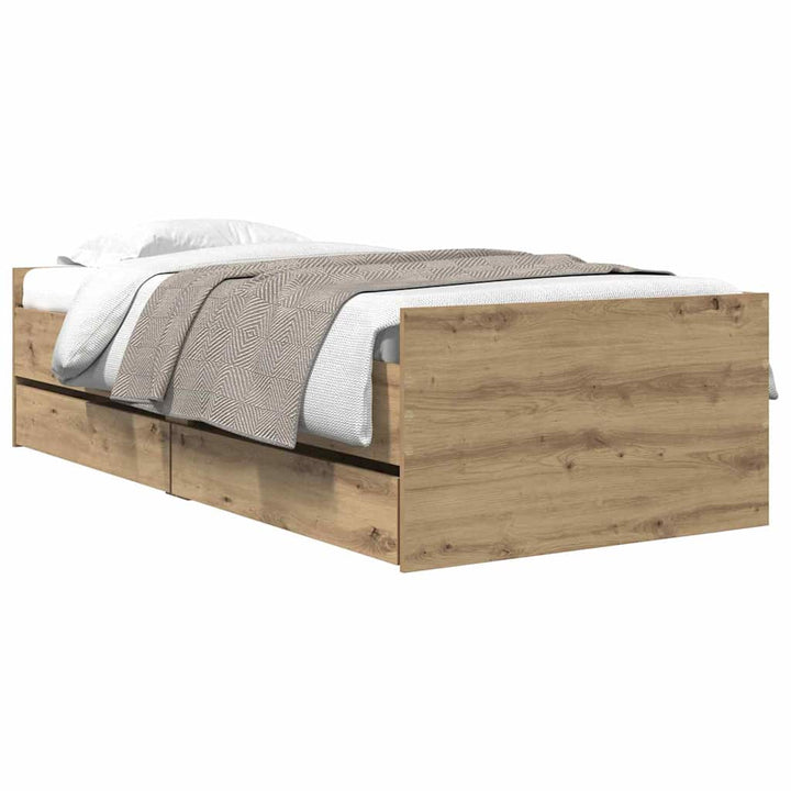 Sengestel med skuffe Artisan Egetræ 90 x 190 cm Massiv fyrretræ