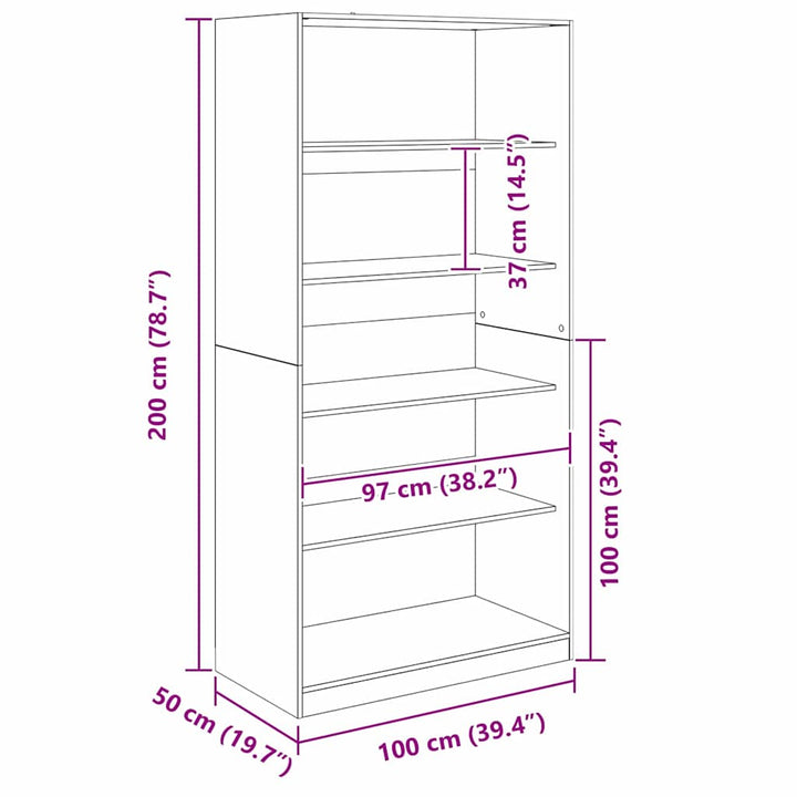 Garderobeskab Sort eg 100 x 50 x 200 cm Konstrueret træ