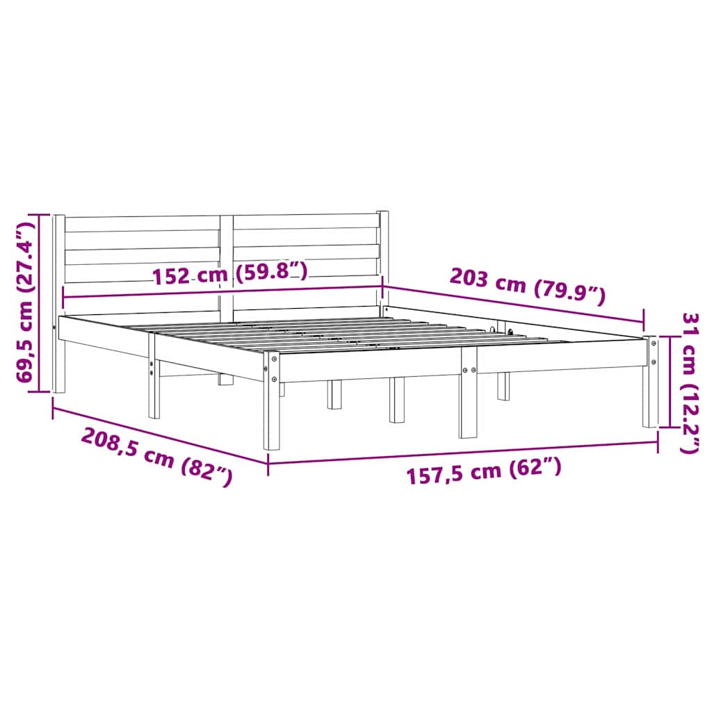 Sengestel Naturfarvet 208,5 x 157,5 x 69,5 cm Massivt fyrretræ