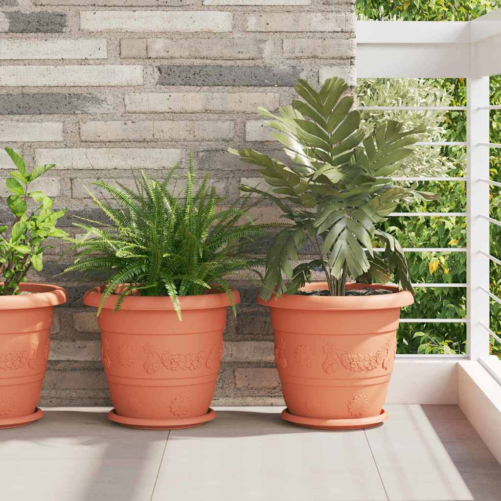 Rund Blomsterpotte 6 pcs Mursten Rød Ø 34 x 28 cm Plastik