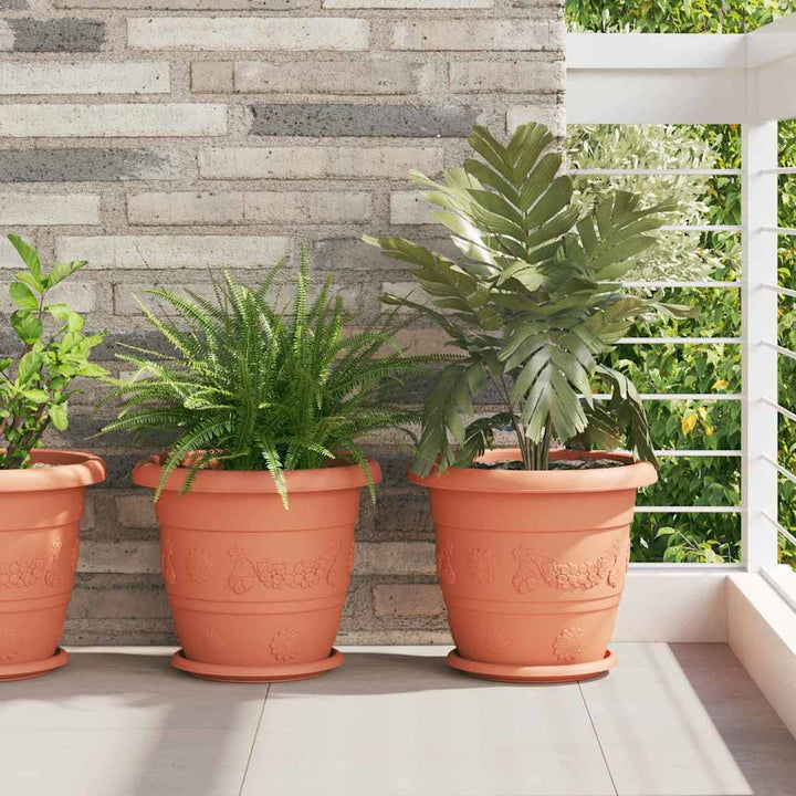 Rund Blomsterpotte 6 pcs Mursten Rød Ø 34 x 28 cm Plastik