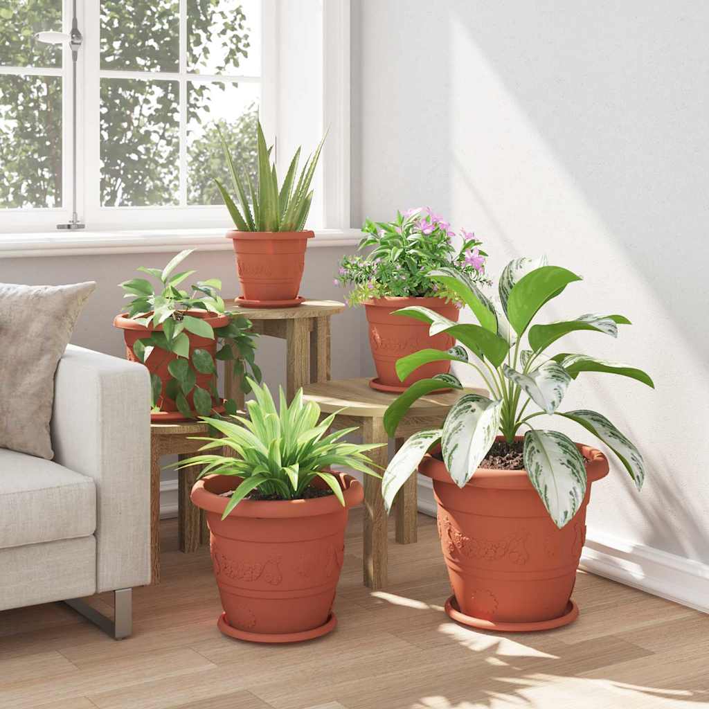 Rund Blomsterpotte 6 pcs Mursten Rød Ø 34 x 28 cm Plastik
