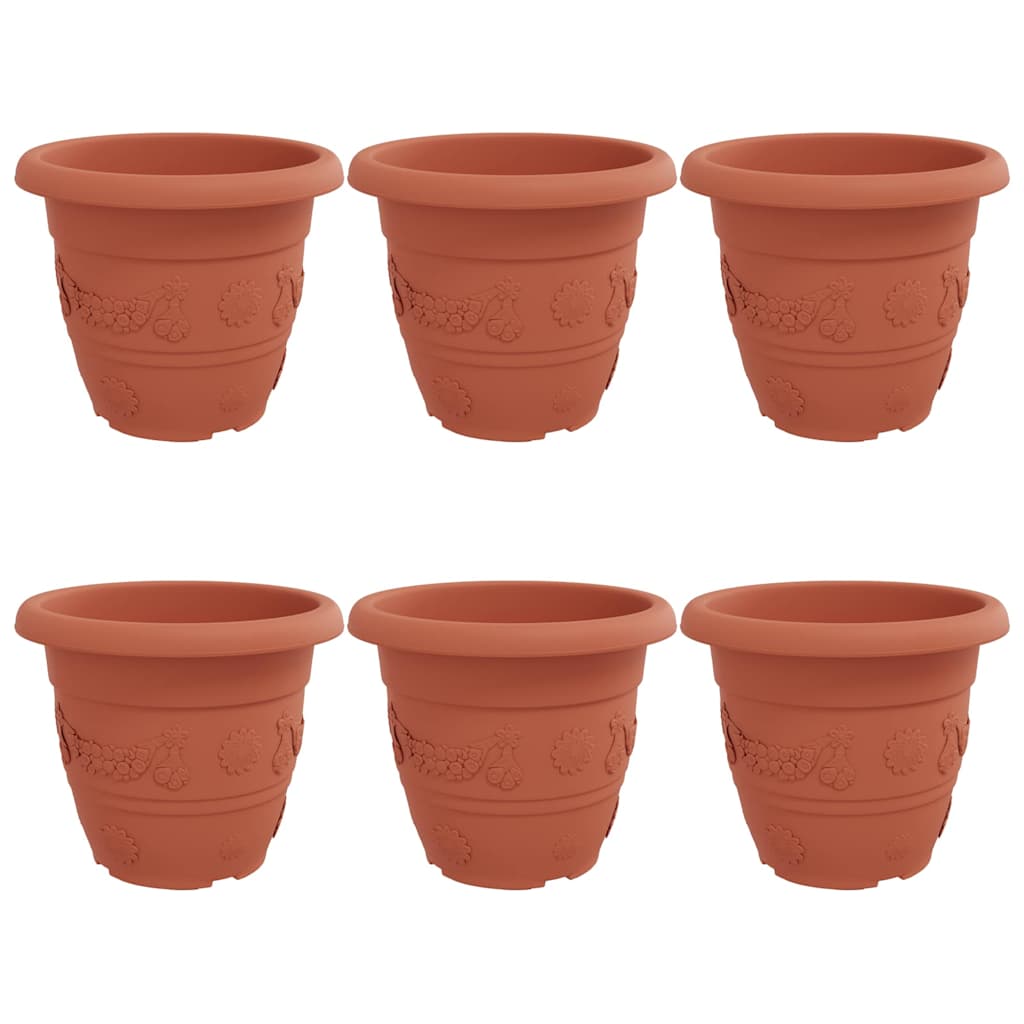 Rund Blomsterpotte 6 pcs Mursten Rød Ø 34 x 28 cm Plastik