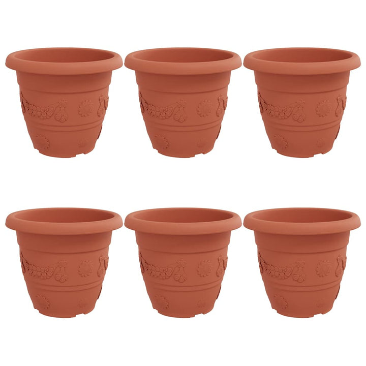 Rund Blomsterpotte 6 pcs Mursten Rød Ø 34 x 28 cm Plastik