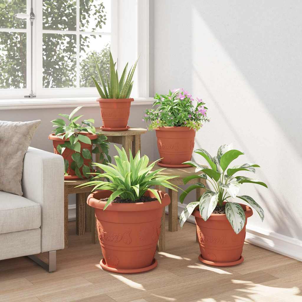 Rund Blomsterpotte 6 pcs Mursten Rød Ø 39 x 32 cm Plastik