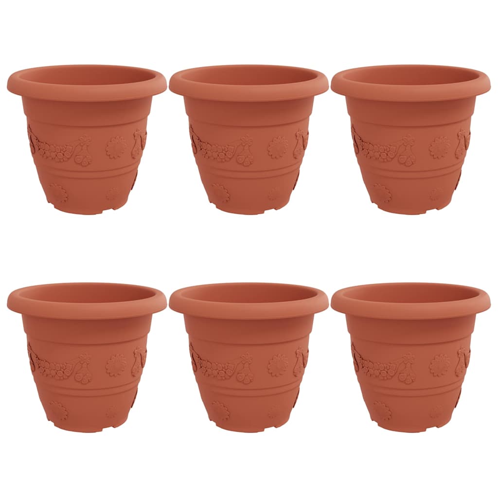 Rund Blomsterpotte 6 pcs Mursten Rød Ø 39 x 32 cm Plastik