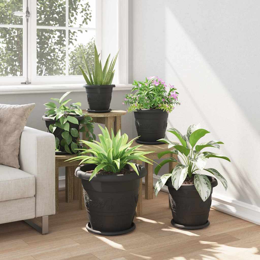 Rund Blomsterpotte 6 pcs Sort Ø 39 x 32 cm Plastik