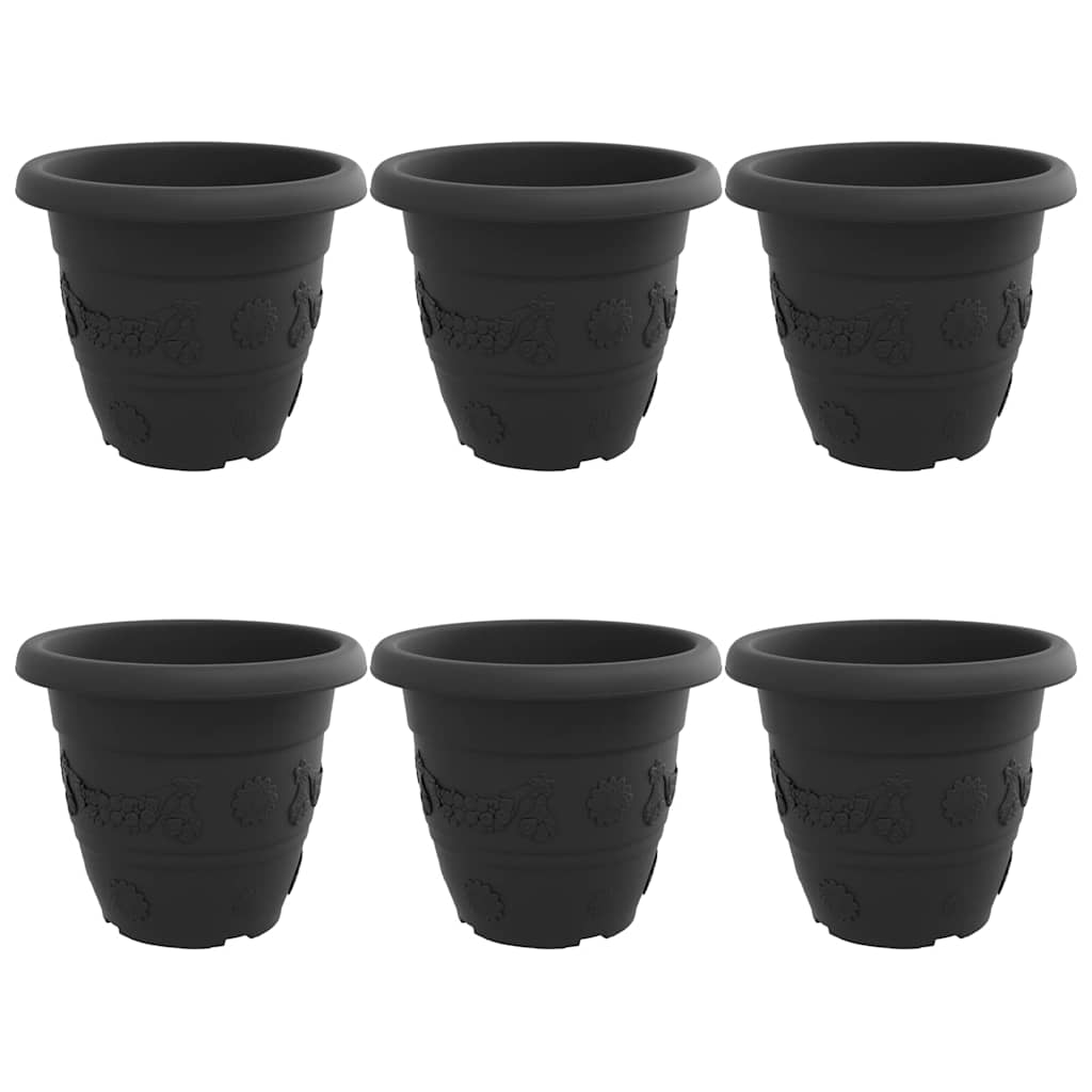 Rund Blomsterpotte 6 pcs Sort Ø 39 x 32 cm Plastik