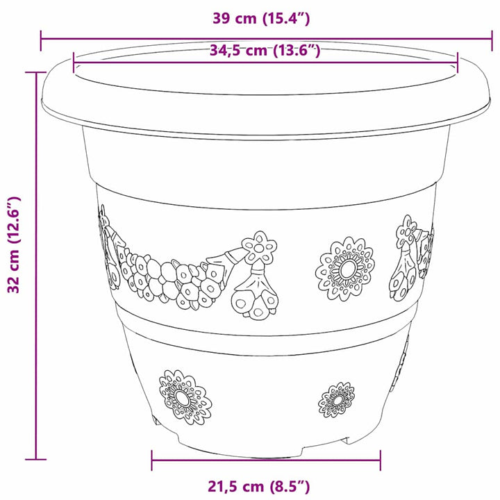 Rund Blomsterpotte 6 pcs Sort Ø 39 x 32 cm Plastik