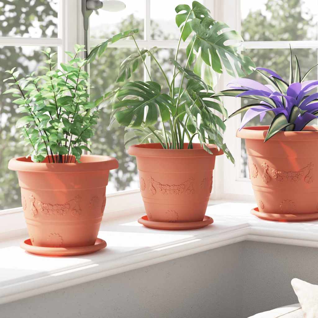 Rund Blomsterpotte 24 pcs Mursten Rød Ø 22 x 18 cm Plastik