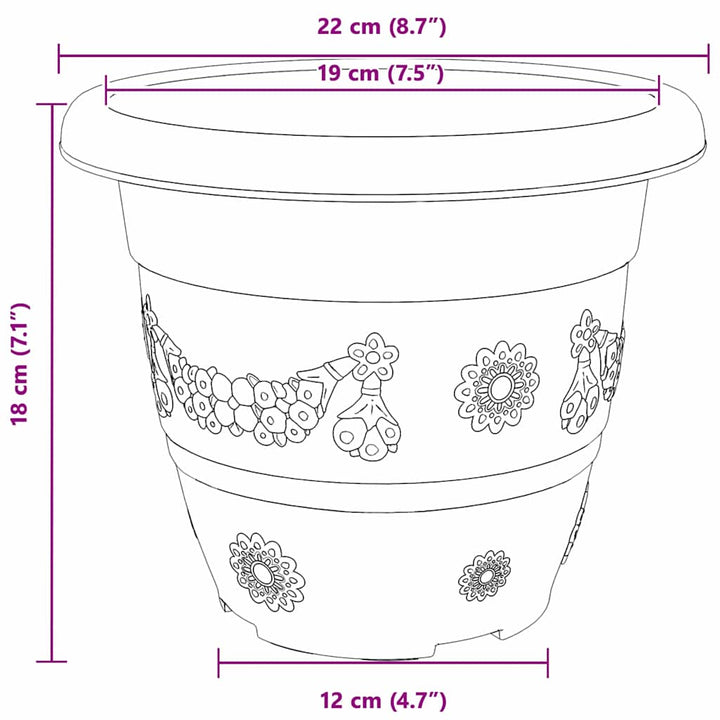 Rund Blomsterpotte 24 pcs Mursten Rød Ø 22 x 18 cm Plastik