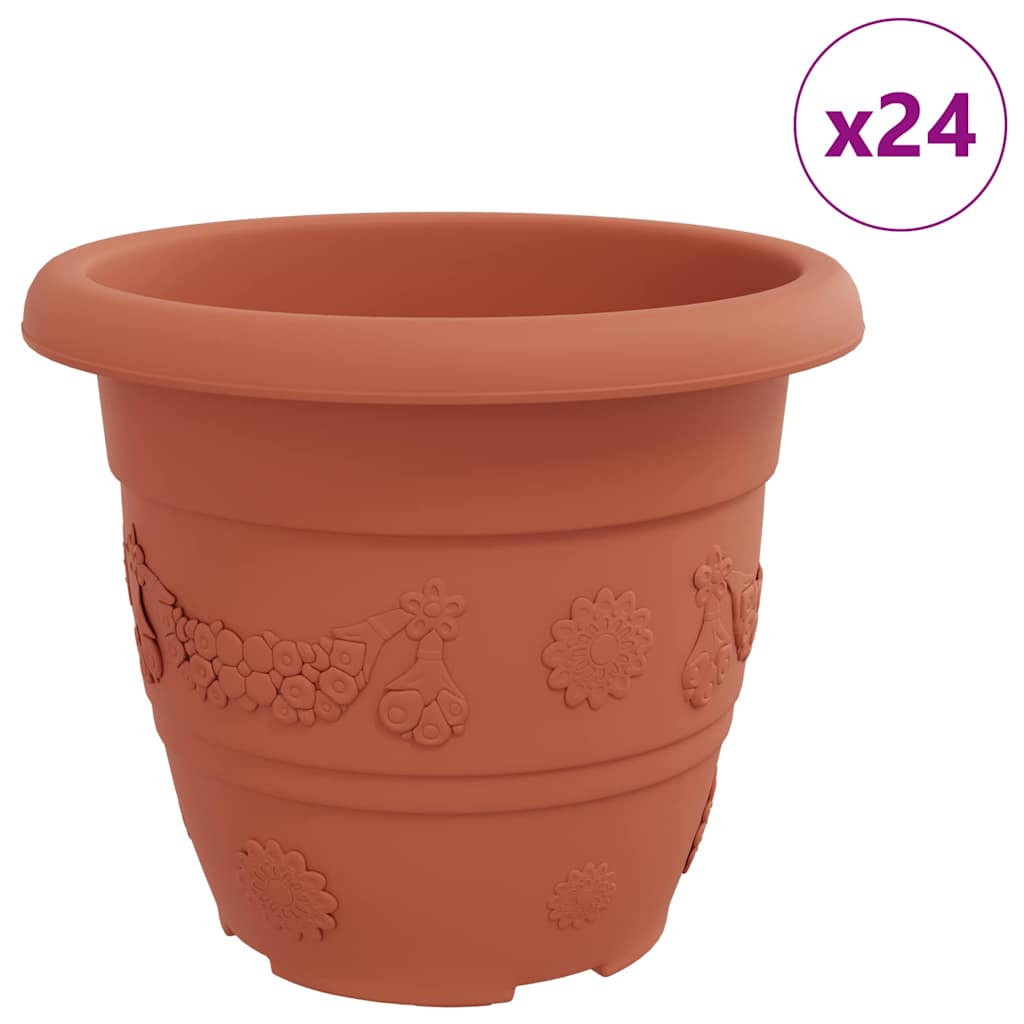 Rund Blomsterpotte 24 pcs Mursten Rød Ø 30 x 25 cm Plastik