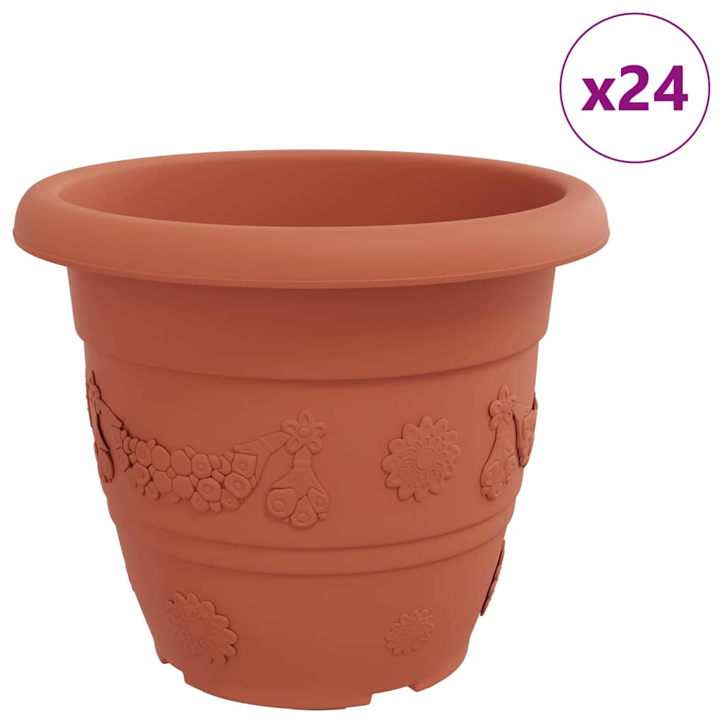 Rund Blomsterpotte 24 pcs Mursten Rød Ø 34 x 28 cm Plastik