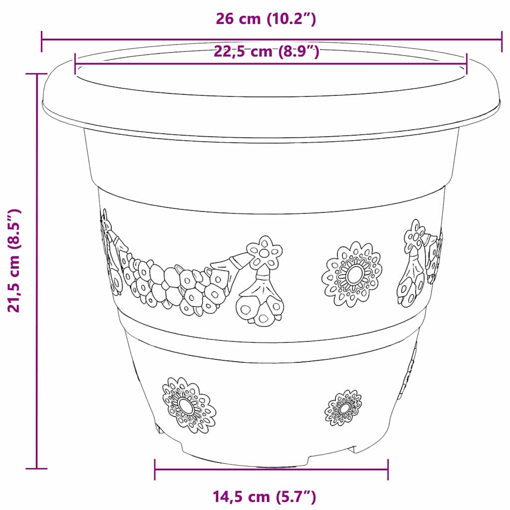 Rund Blomsterpotte 24 pcs Sort Ø 26 x 21.5 cm Plastik