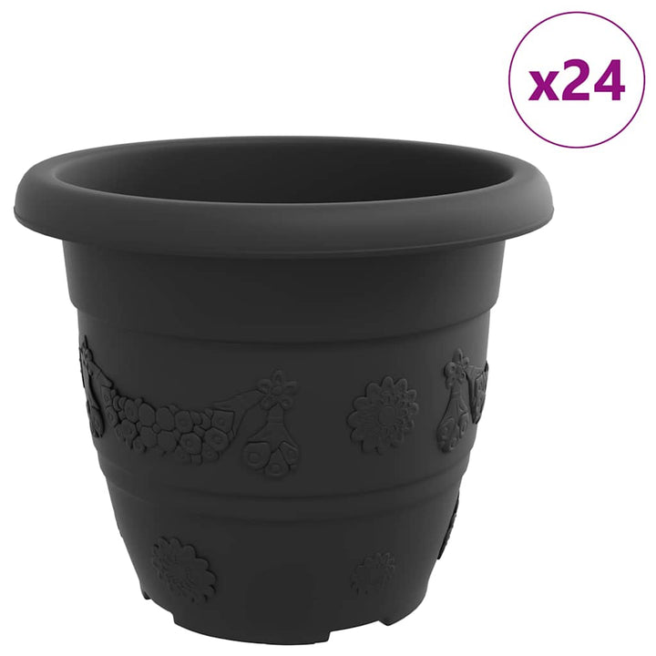 Rund Blomsterpotte 24 pcs Sort Ø 30 x 25 cm Plastik