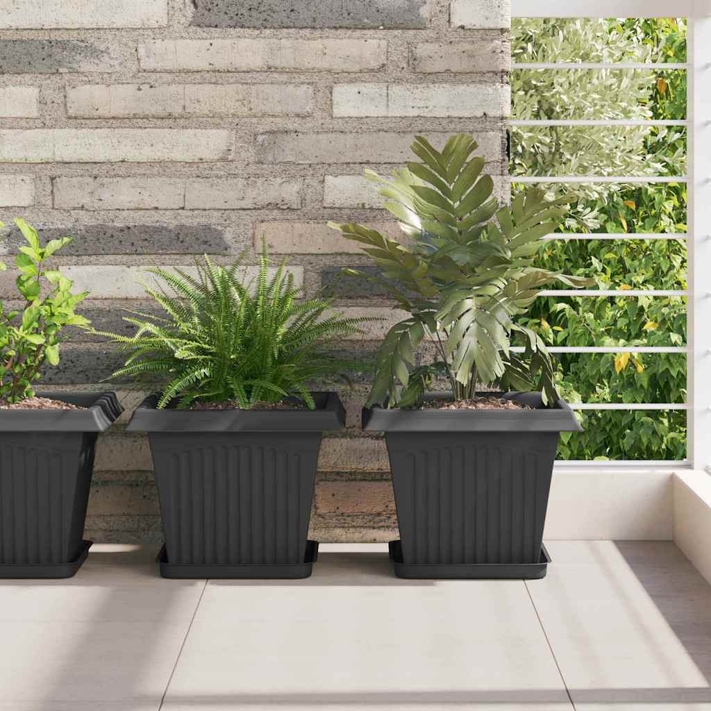 Firkantet Blomsterkrukke 6 pcs Sort 28,5 x 28,5 x 22 cm Plastik