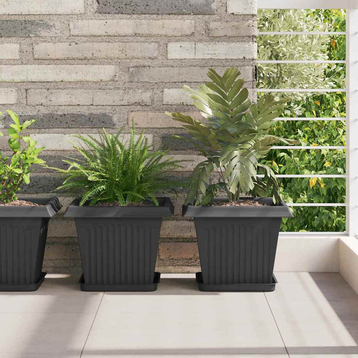 Firkantet Blomsterkrukke 6 pcs Sort 28,5 x 28,5 x 22 cm Plastik
