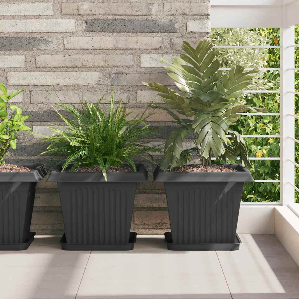 Firkantet Blomsterkrukke 6 pcs Sort 33 x 33 x 26 cm Plastik