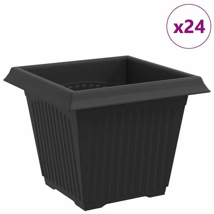 Firkantet Blomsterkrukke 24 pcs Sort 20 x 20 x 16 cm Plastik