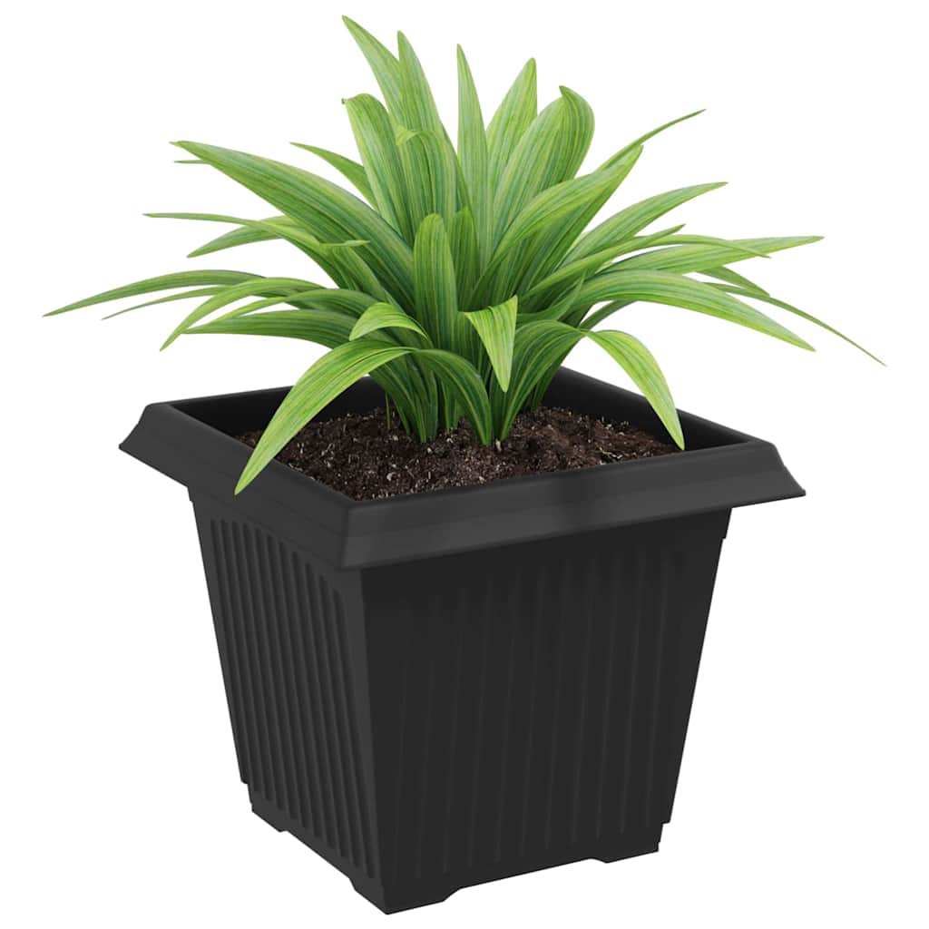 Firkantet Blomsterkrukke 24 pcs Sort 20 x 20 x 16 cm Plastik