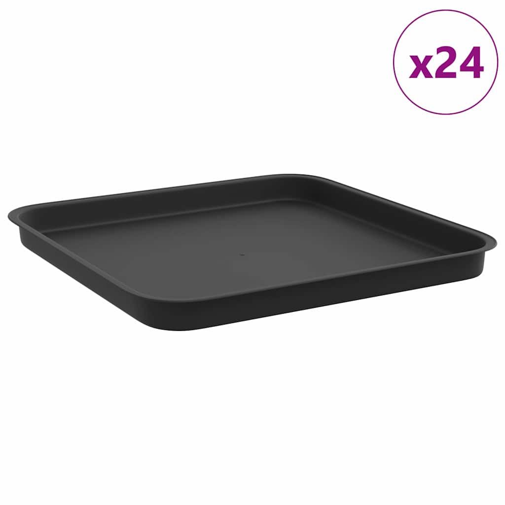 Firkantet Blomsterbakke 24 pcs Sort 32 x 32 x 2,5 cm Plastik