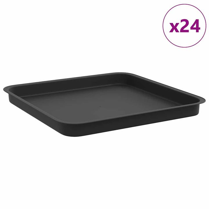 Firkantet Blomsterbakke 24 pcs Sort 36 x 36 x 2.5 cm Plastik