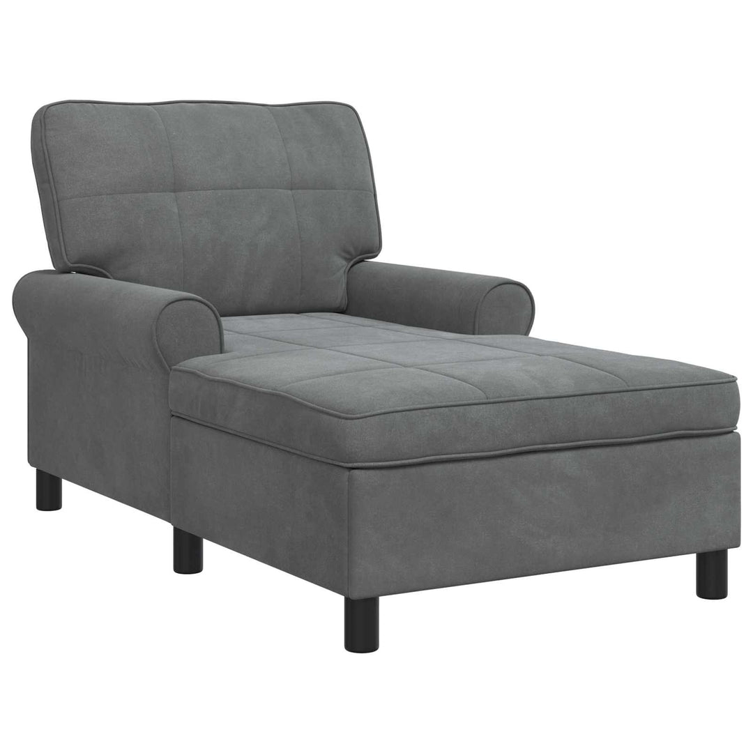 Chaise Lounge med pude Mørkegrå 91 x 157 x 91 cm Fløjl