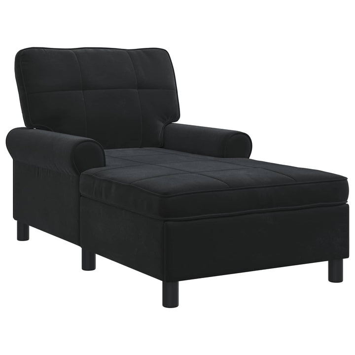 Chaise Lounge med pude Sort 91 x 157 x 91 cm Fløjl