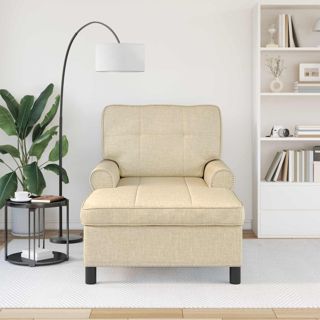 Chaise Lounge med pude Creme 91 x 157 x 91 cm Stof