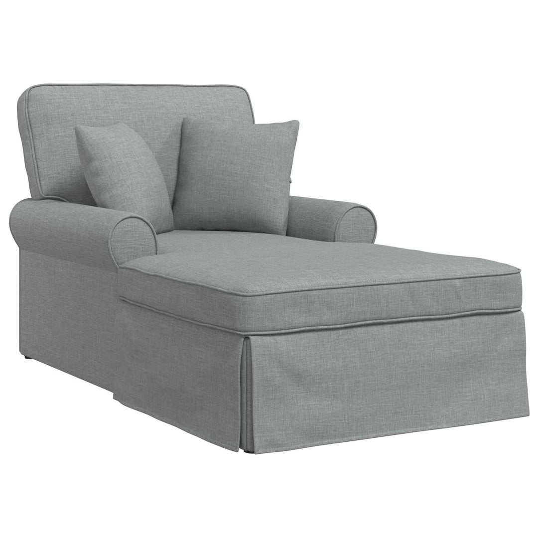 Chaise lounge med volant med pude med pude 3 pcs Lysegrå Stof
