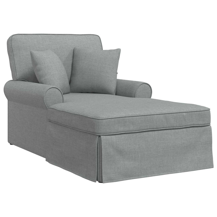 Chaise lounge med volant med pude med pude 3 pcs Lysegrå Stof