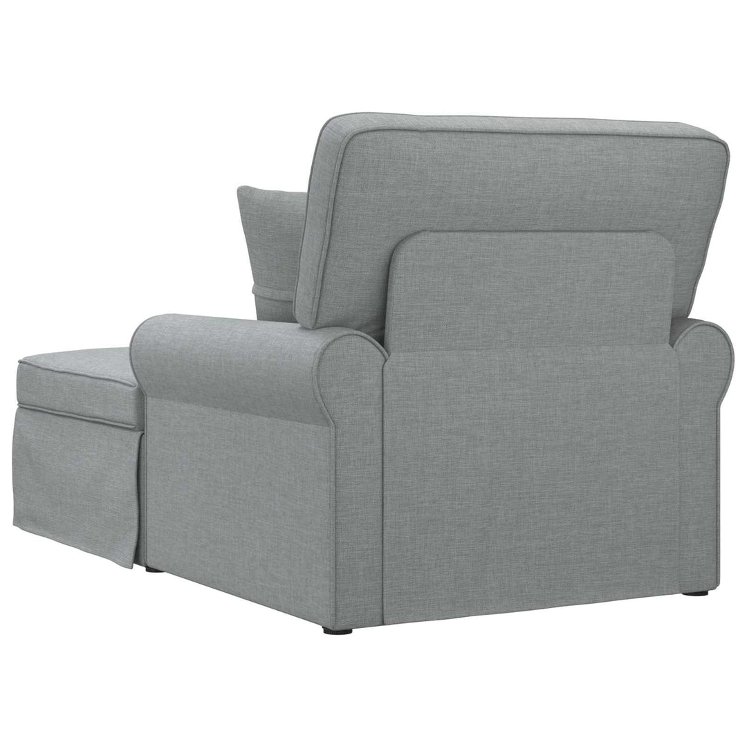 Chaise lounge med volant med pude med pude 3 pcs Lysegrå Stof
