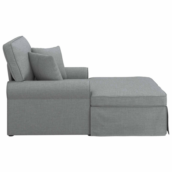 Chaise lounge med volant med pude med pude 3 pcs Lysegrå Stof