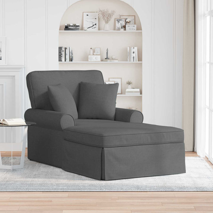 Chaise lounge med volant med pude med pude 3 pcs Mørkegrå Stof
