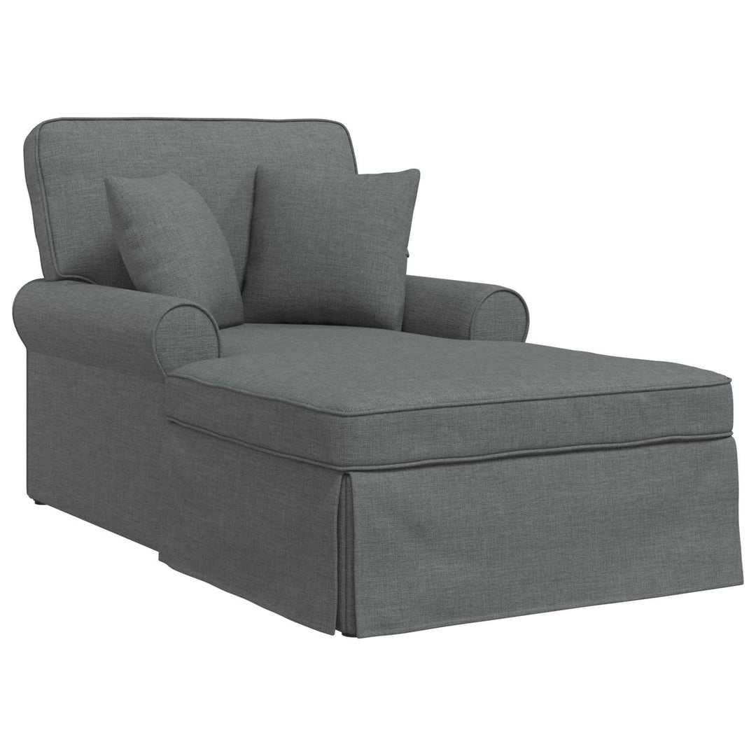 Chaise lounge med volant med pude med pude 3 pcs Mørkegrå Stof